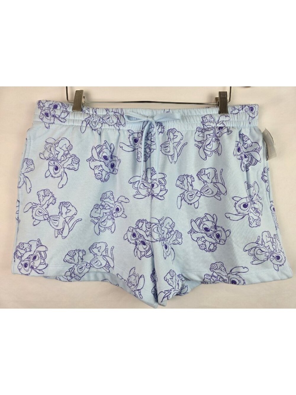 Disney Stitch Women's Shorts Size XL Light Blue Fleece Sweat Shorts Pull On